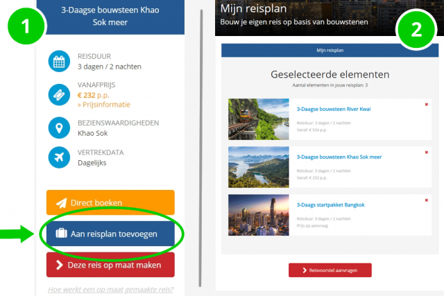 Aan reisplan toevoegen