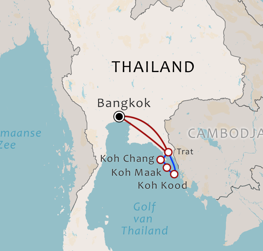 Routekaart 17-daagse Hop van eiland naar eiland in Oost Thailand