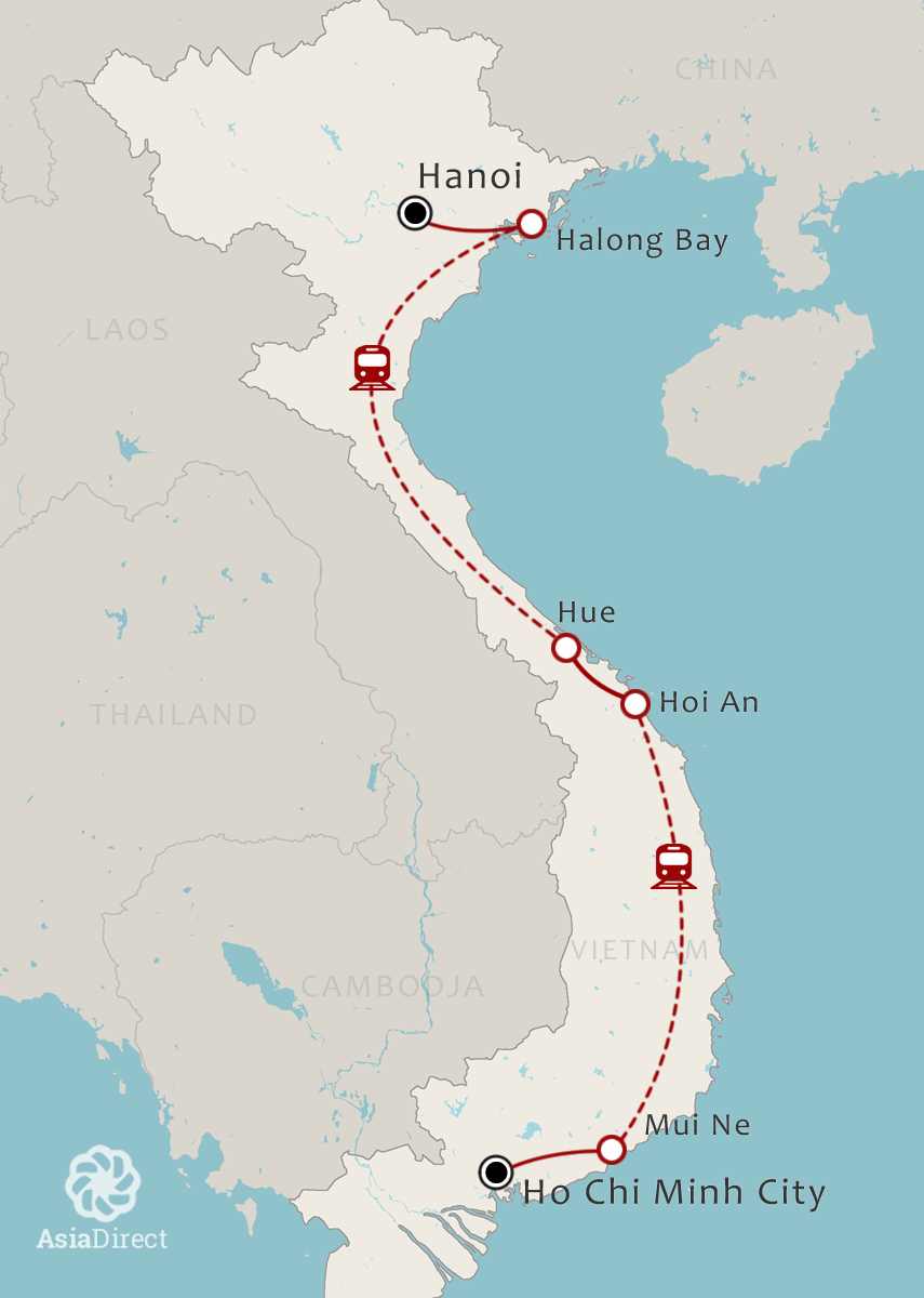 Routekaart 17-daagse Hotdeal Vietnam Highlights Beach