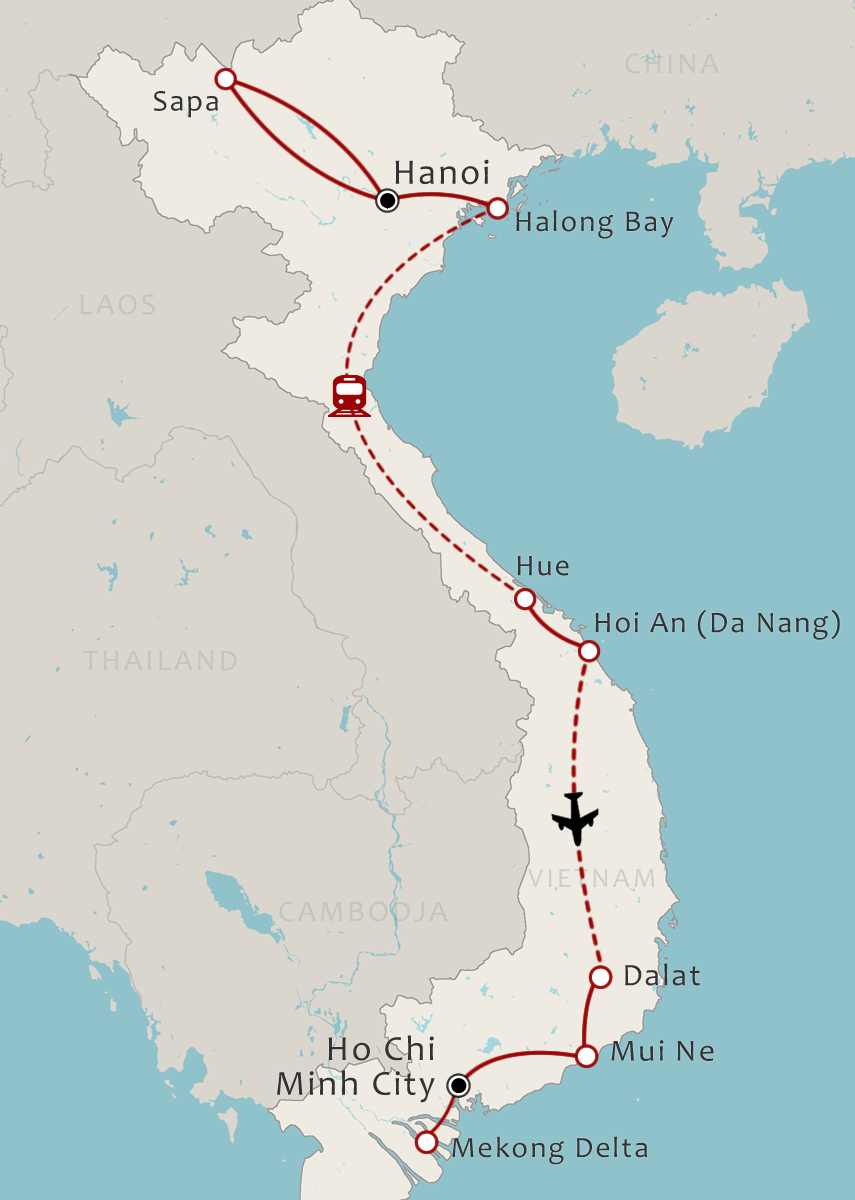 Routekaart 21-daagse rondreis Land van de reizende draak